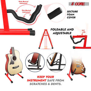 5 Core Guitar Stand 2 Pack A Frame w Soft <b>Foam</b> Arm Non Slip Rubber for Acoustic <b>Electric</b> Bass - Product Image 2