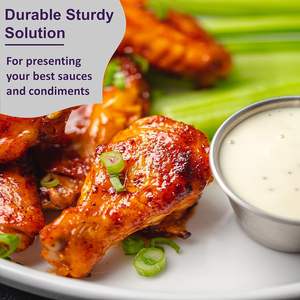 Tazón de condimento de acero inoxidable de 1,5 oz, taza de salsa de Metal ecológica para el hogar y los restaurantes, gran demanda, bajo precio para fiestas - Product Image 6