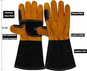 Guantes de dedos completos de cuero dividido de oveja de alta resistencia OEM Guantes de seguridad de doble palma Industrial ignífugos Anti-Corte Características al aire libre - Product Image 5