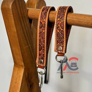 New Stylish Brown Luxury Tooled Wristlet Leather Keychain Set Personalized <b>Key</b> <b>Fob</b>-Cowgirl <b>Car</b> <b>Key</b> Western <b>Key</b> Strap <b>Key</b> Clip - Product Image 1