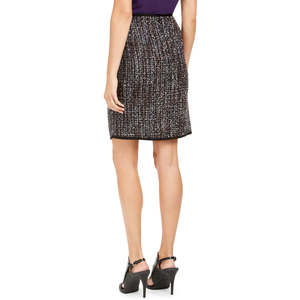 Gonna a tubino Calvin Klein da donna, nera, in tweed con sovrapposizione frontale, taglia 8 Petite, in cotone ed elastan, lunghezza media, vita naturale - Product Image 2