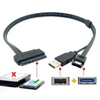 Unidad de disco duro de 2,5 pulgadas SATA de 22 pines a datos Esata + Cable alimentado por USB de 50cm
