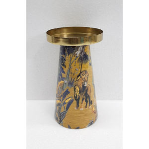 Personnalisé métal et verre ouragans bougeoir décalcomanie émail fini maison dessus de table décoratif fait à la main personnalisé - Product Image 4