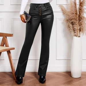 Pantalon en cuir d'hiver personnalisé pour femme - Qualité supérieure, fabrication artisanale, respirant, séchage rapide, élégant, coupe droite et longue - Product Image 6