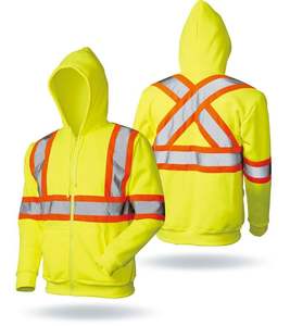 Sudadera con capucha de lana cálida para exteriores de alta visibilidad con logotipo personalizado OEM, ropa reflectante de seguridad vial de poliéster - Product Image 3