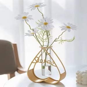 Modernos Floreros de Metal de Hierro de Lujo, Floreros de Vidrio Hidropónicos de Alambre, Adornos para el Hogar, Sala de Estar, Dormitorio, Comedor - Product Image 1