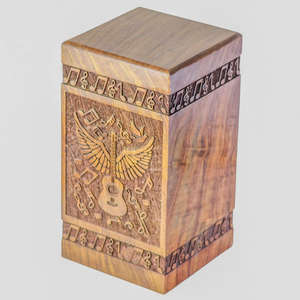 Urna de cremación de madera rústica Estilo orgánico para almacenamiento de cenizas Contenedor de cenizas de madera maciza natural Urna funeraria para adultos de AYAANS - Product Image 4