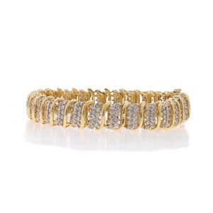 Pulsera de eslabones de diamantes de corte redondo de racimo, pulsera chapada en oro amarillo sólido de 18 quilates, joyería para mujer, joyería de moda - Product Image 4