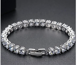 13TCW corte redondo Moissanite diamante pulsera, pulsera de tenis de plata esterlina 925 para las mujeres - Product Image 5