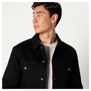 Custom Men's Vintage Black Denim Jacket | Button-Up Winter Coat | Durable Cotton Twill Fabric | OEM/ODM Casual Outerwear - Product Image 3
