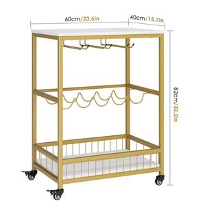 Traditional rectangular steel wine rack bar cart hotel <b>serving</b> <b>trolley</b> food wine & glasses holders bar carts for home catering - Product Image 4