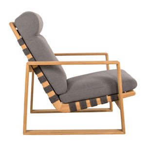 Chaise longue en bois de teck massif cadre avec des cordes tissées et comprennent avec des coussins pour une utilisation intérieure et extérieure - Product Image 2