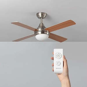 Ventilateur de plafond en bois de 110 cm avec lumière LED - Product Image 1