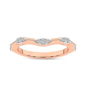 แหวนเพชรไลท์เคิร์ฟ เพชรเลี้ยงในห้องปฏิบัติการ 0.17 กะรัต น้ำหนักรวม 14K ทองคำแท้ สี FG ความสะอาดระดับ VS ประกายระยิบระยับ 15 เม็ด ดีไซน์โค้งมน - Product Image 3