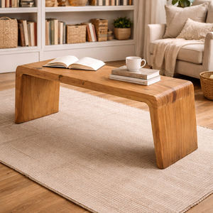 Banc élégant en bois de monkey pod suar massif, design commercial pour hôtel, salle à manger, design monobloc sans joint, grain de bois naturel, haute fonctionnalité - Product Image 4