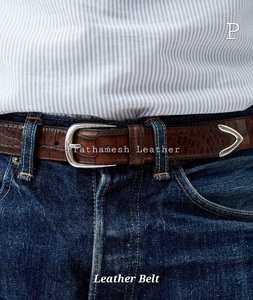 Cinturones de cuero de grano completo para hombres Hebillas elegantes duraderas en varios estilos y opciones de colores Tendencia de venta a granel de alta calidad - Product Image 5