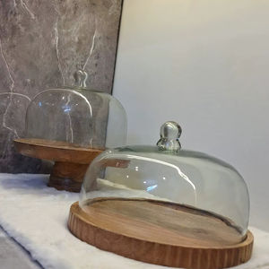 Support à gâteau artisanal en bois, couvercle en verre pour présentation de desserts, boîte à gâteau avec plateau en bois, dôme en verre pour présentation de pâtisseries - Product Image 4
