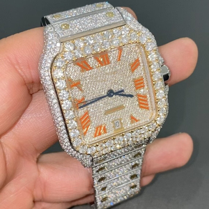 High Quality Iced Diamond Lab Grown Stainless Steel New Luxury ETA Movement Dual Movement 3BAR Water Resistant Virani <b>Watch</b> - Product Image 2