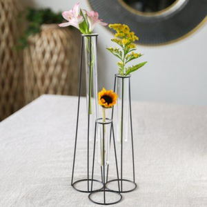 Vase à fleurs en verre et en fer fait à la main, design moderne, couleur personnalisée pour la décoration de la maison, du mariage, du salon, de la table - Product Image 1