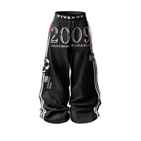 Pantalon de jogging large personnalisé à rayures et lettres, double taille, style streetwear décontracté Y2K Harajuku Gothique, haute qualité, pour couple