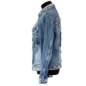 เสื้อแจ็กเก็ตยีนส์สีน้ำเงินของผู้หญิงเสื้อแจ็คเก็ตยีนส์สีฟ้าเสื้อเบลเซอร์มีกระเป๋าขนาดใหญ่ปรับแต่งได้แบบ2025 - Product Image 3