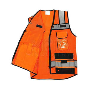 Gilet de sécurité haute visibilité unisexe avec fermeture éclair sur le devant, rayures réfléchissantes et marque personnalisée pour les chantiers de travail - Product Image 6
