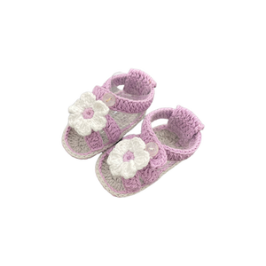 <span class=keywords><strong>Sandalias</strong></span> de flores de ganchillo hechas a mano de fábrica FS, zapatos casuales de algodón suave para bebés recién nacidos de 0 a 6 meses - Product Image 2