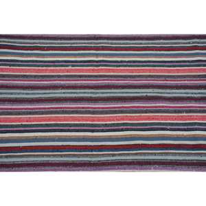 Alfombra turca Vintage moderna de 8,2x6,9 pies, Beige diseño clásico de retazos, lana hecha a mano, piel de conejo sintética, látex, pasillo rectangular - Product Image 5