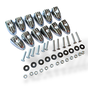 Juego de 12 tapas cromadas para tiradores de suelo + sujetadores para Lambretta A + B + LD - Product Image 1