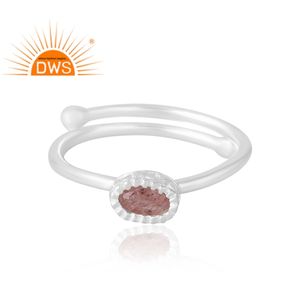 Dernière vente 925 argent Sterling naturel fraise Quartz bague en pierres précieuses bijoux personnalisés pour les femmes cadeau pour elle - Product Image 3