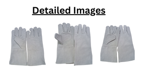 Gants de soudage naturels gris Gants de soudeur résistants à la chaleur Gant de travail en cuir 35 cm et 40 cm Meilleure qualité 16 pouces à manches longues - Product Image 4