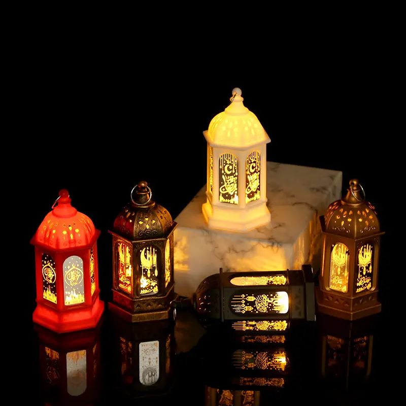 Monden Ramadan Laterne Dekoration Kunststoff LED Eid Mubarak Lampe Exquisite Home Festival Dekoration Ramadan Festival Tisch leuchte