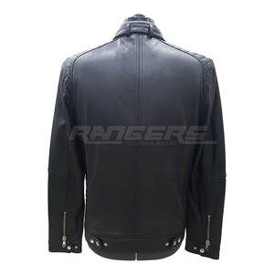 Veste en cuir véritable à succès, veste de moto d'hiver pour homme, col montant, manches longues, taille plus, fabricant OEM - Product Image 3