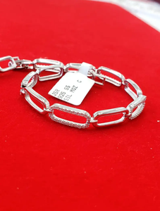 <b>925</b> <b>Sterling</b> <b>Silver</b> <b>Bracelet</b> with Moissanite Diamond White Gold Hip Hop Jewelry for Women for Parties and Gifts - Product Image 4