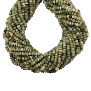 Perles de pierres précieuses en forme de rondelle facettées vertes et jaunes œil de chat de 4 à 4,5 mm pour la fabrication de bijoux - Product Image 2