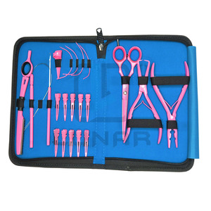 Hair Salon <b>Tool</b> <b>Kit</b> for Complete Hair Extension Installation <b>Tools</b> <b>Kit</b> in <b>Pink</b> Coated Color With Custom Logo - Product Image 2