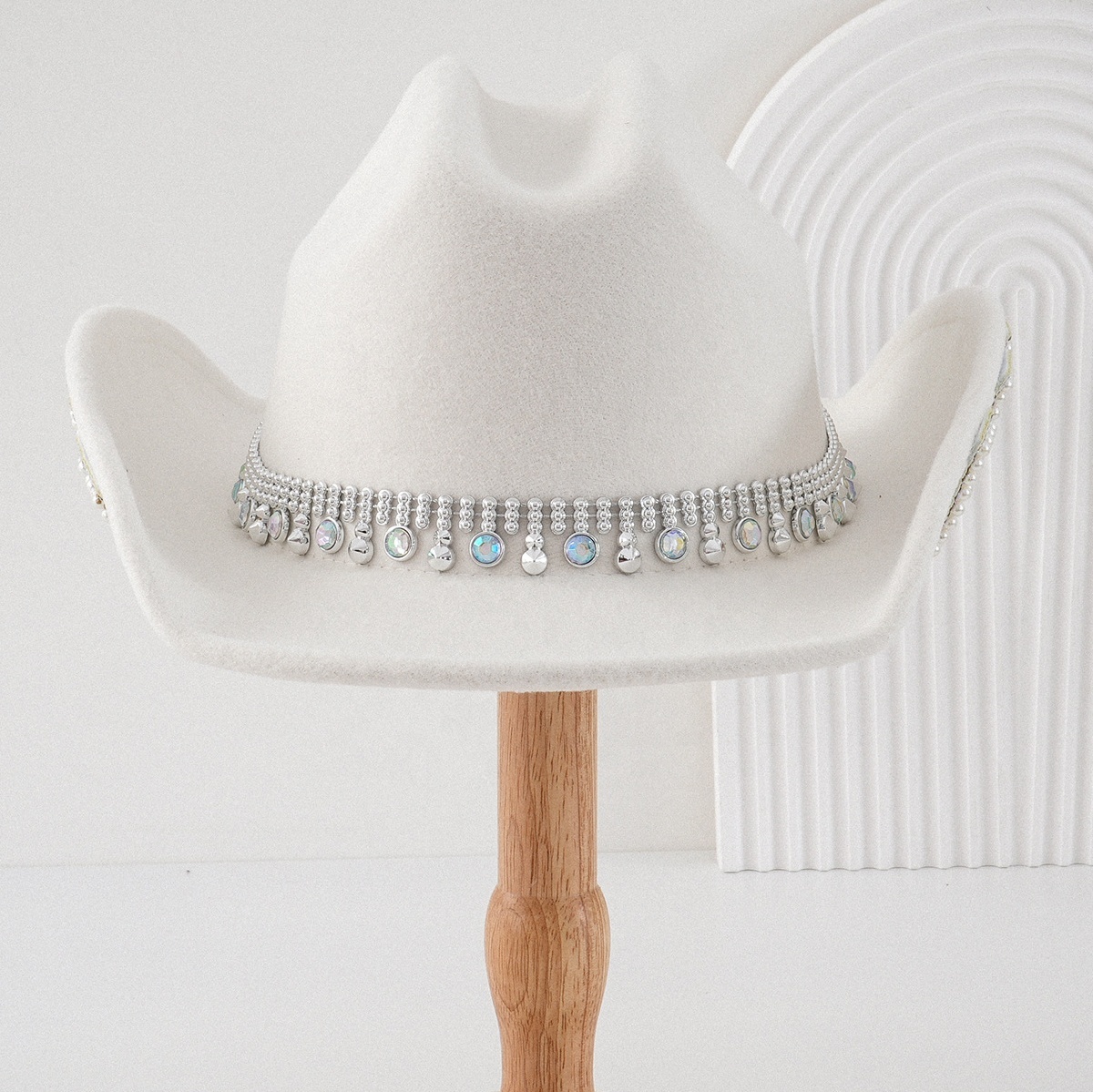 Bachelorette Hen Party Bling White Cowboy Hat Diamond and 