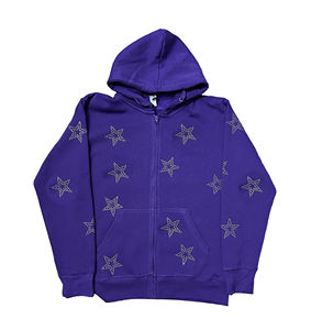 2025 nuevo diseño hecho a medida Sudadera con capucha Rhinestone colorido diamante algodón polar Unisex Sudadera con capucha sudaderas Casual ropa de moda - Product Image 6