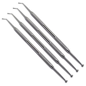 Ensemble de 4 instruments dentaires manuels : ébavureurs à bille 27/29, instruments de remplissage ovoides pour amalgame et composite, et élévateurs chirurgicaux - Product Image 6