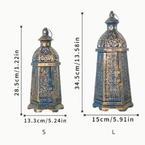 Farol Marroquí de Metal Antiguo de Primera Calidad con Intrincados Relieves, Luz Cálida de Vela Ambiental para una Decoración Elegante del Hogar y un Regalo Festivo - Product Image 4