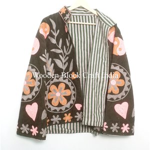 เสื้อแจ็คเก็ตทำมือ ปักลาย คอร์ทิส ทอจากผ้าขนสัตว์ บุด้วยใยฝ้าย งานฝีมือประณีต กันลม หลากสี - Product Image 6