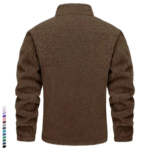 Veste d'hiver personnalisée OEMODM en tissu polaire zippé avec broderie, grande taille, veste en polaire sherpa pour homme - Product Image 5