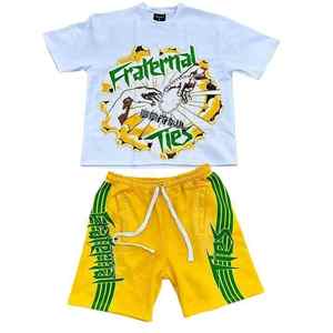 Ensemble short et pantalon pour homme, respirant, imprimé, style streetwear, 100% coton, été - Product Image 5