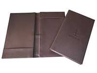 Porte-menu en cuir PU et bois de bouleau, format A4/A5, personnalisable, durable, avec finition nickelée, pour restaurants et hôtels