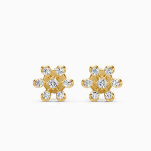 JEWELLERY PLANET Boucles d'oreilles créoles de luxe en or 10K, zircon taille coussin serti clos, design couronne bohème, unisexe, mariage - Product Image 6