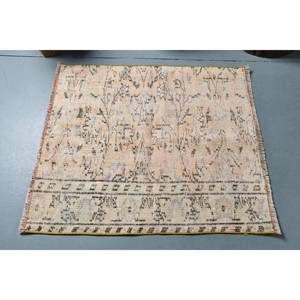 Alfombra Turca Vintage Beige 2.8x3.3 pies, Diseño Clásico Rectangular con Parches, Material de Lana de Pelo Medio Ecológico, Base de Látex - Product Image 3