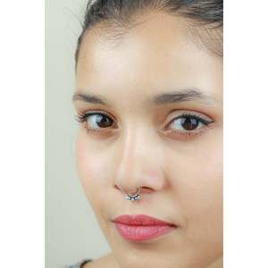 Anillo de Septum de Plata 925, Joyería Corporal Tribal Nazakat con Diamante y Zirconia para Niños, Joyería de Aleación para Perforaciones - Product Image 3