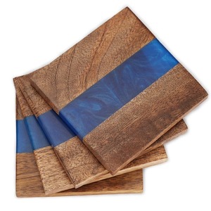 Luxury Epoxy Resin and Natural Wood <b>Coasters</b> Heat-Resistant Drink Holders for Coffee <b>Tables</b> Desks Dining Areas - Product Image 4