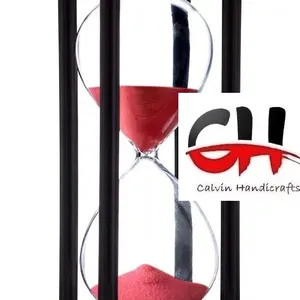 Calvin Handicrafts" 10Inches Beautiful Sand Timer with Red Sand Nautical Handmade Hourglass 30 Min Wooden Frame Sand Timer