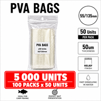 Sacs PVA 55x135mm 5000 unités, dissolution rapide, solubles dans l'eau, pour pêche à la carpe, sans résidus, 30-60 accessoires de pêche